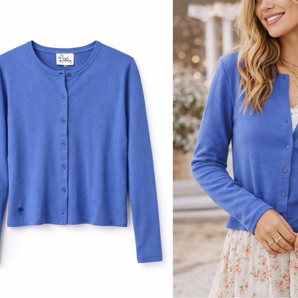 Lily Pulitzer Blue Button-Up Cardigan